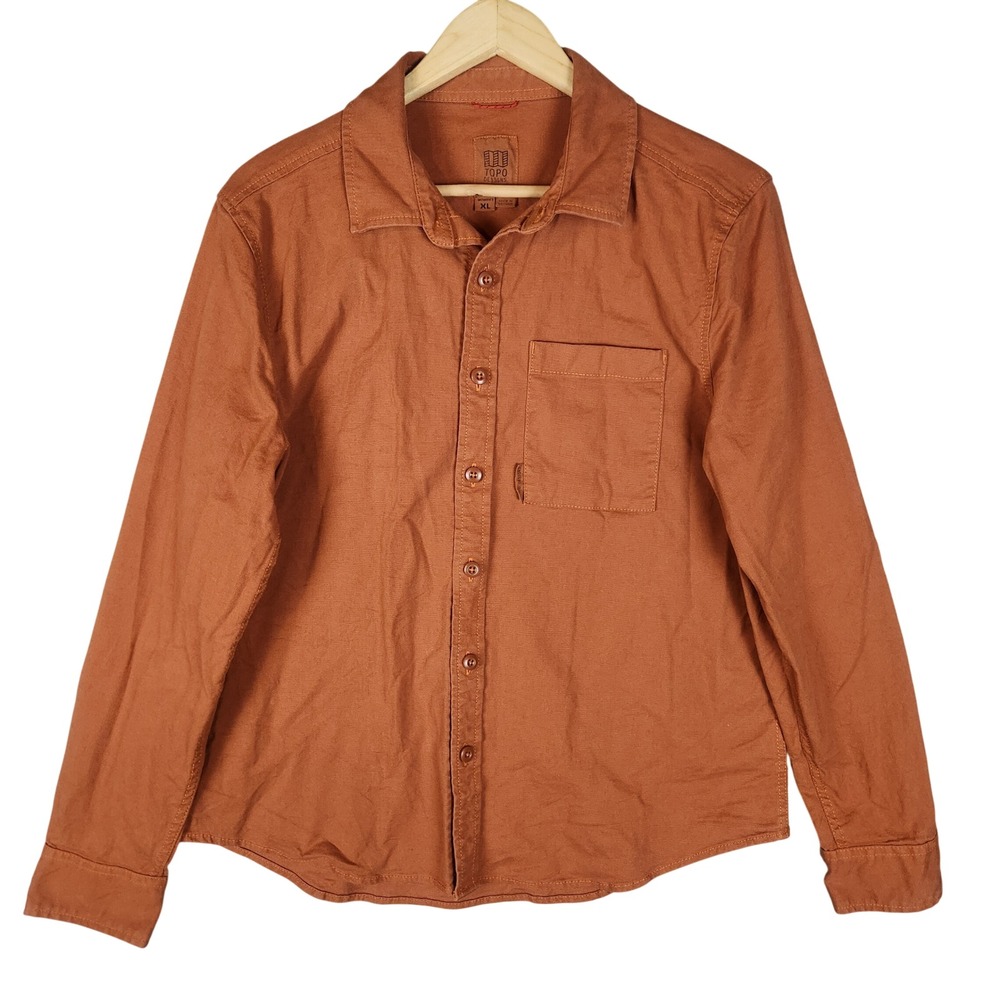 Topo Designs Dirt Shirt Women's XL Rust Orange Organic Cotton Canvas Outdoor